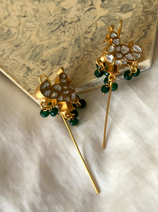 Twig earrings with peacock