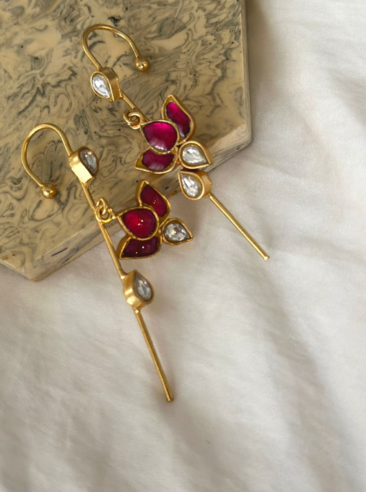 Twig earrings with lotus