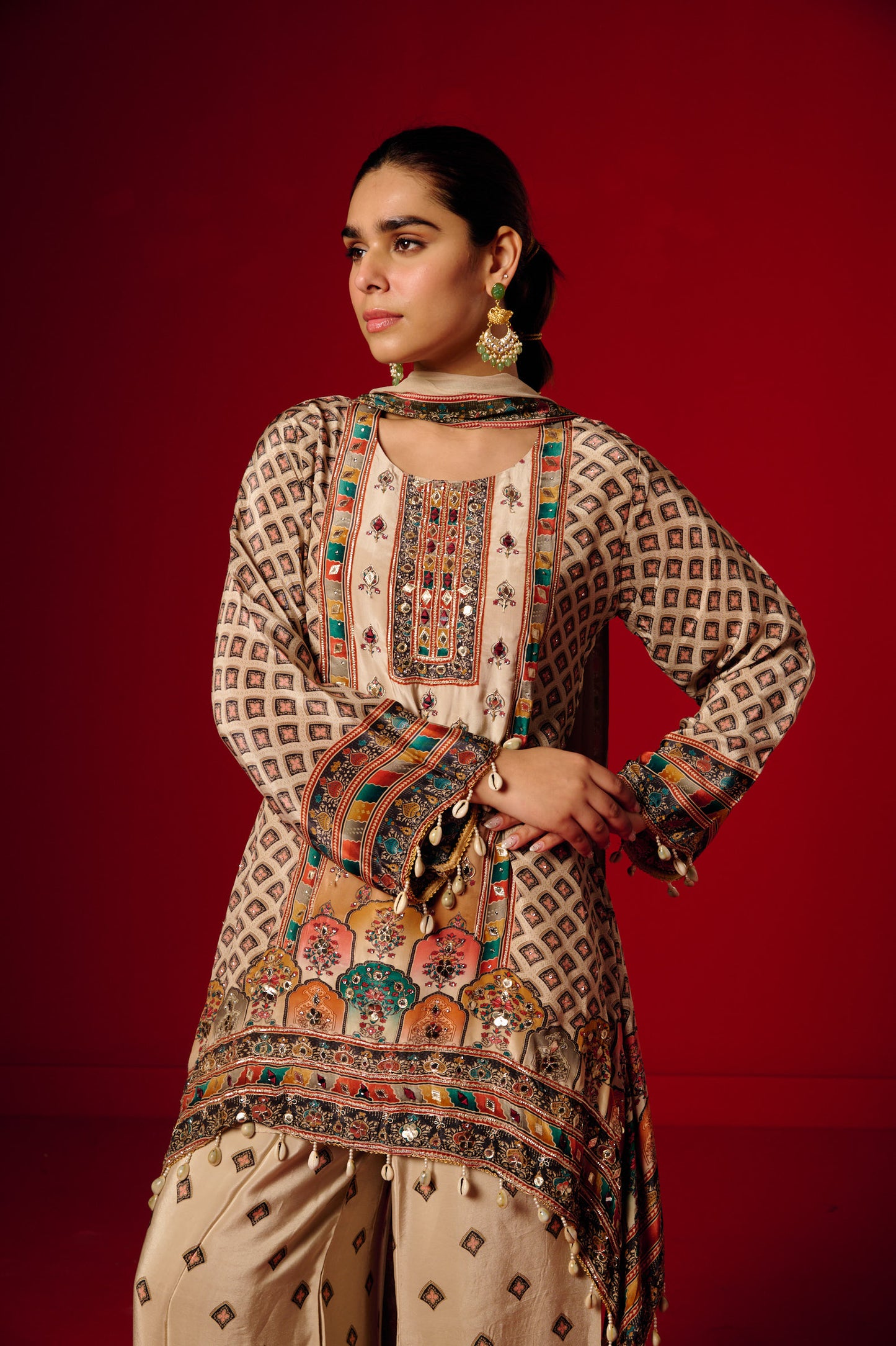 Polki with green stones earrings.