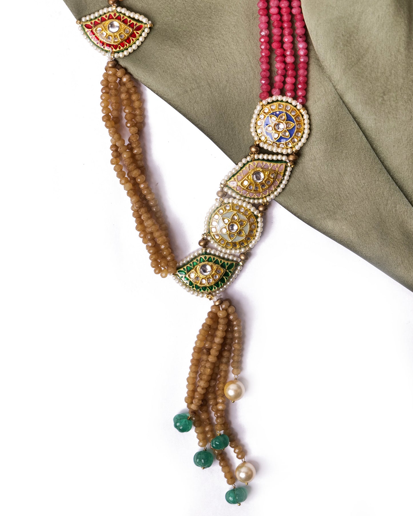 Multicoloured meenakari necklace