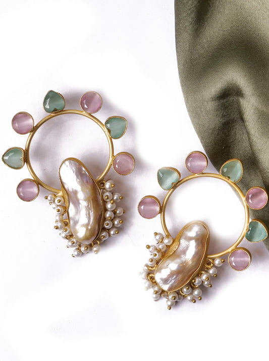 Mother of pearl hoop earrings