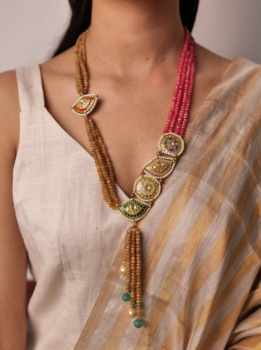 One of a kind multicolour meenakari necklace