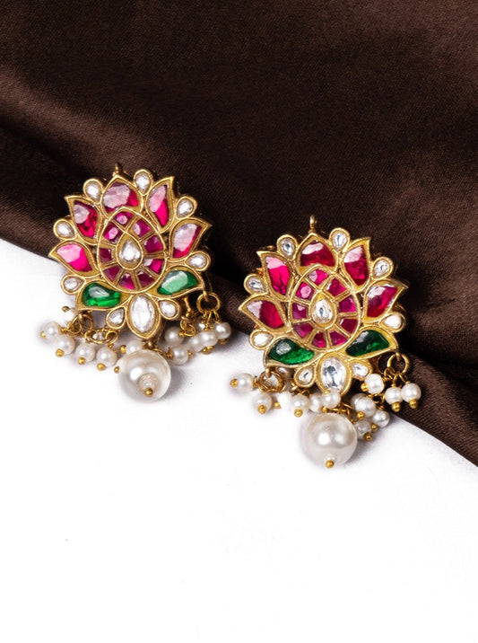 Semiprecious stones lotus earrings