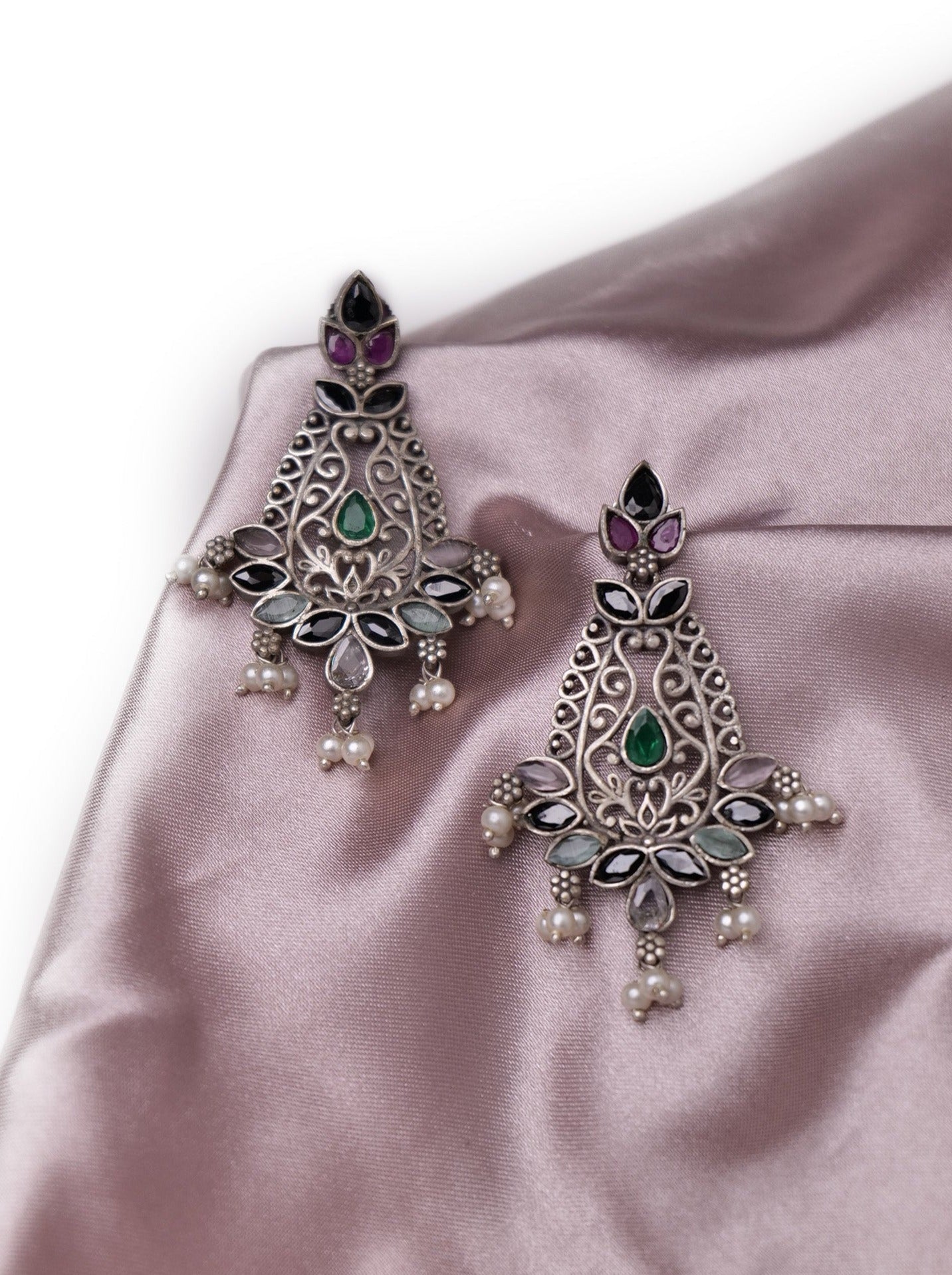 Multicoloured stone earrings