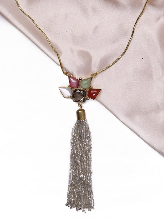 Multicoloured pendant with tassels