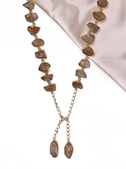 Natural stone stole necklace in neutral colours