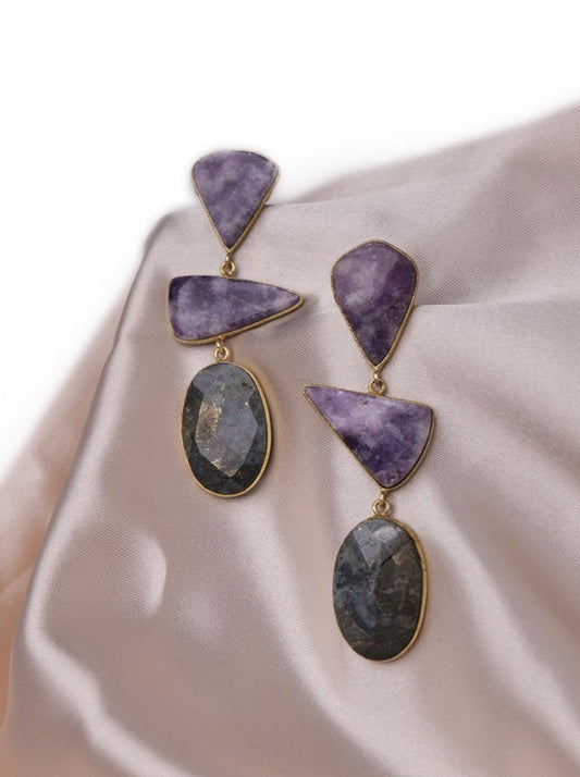 Purple Charoite natural stone earrings