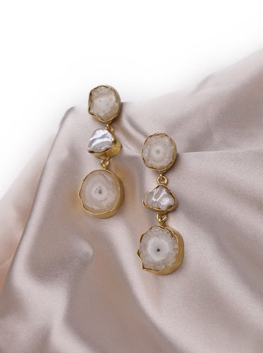 Natural pearl and stone earrings