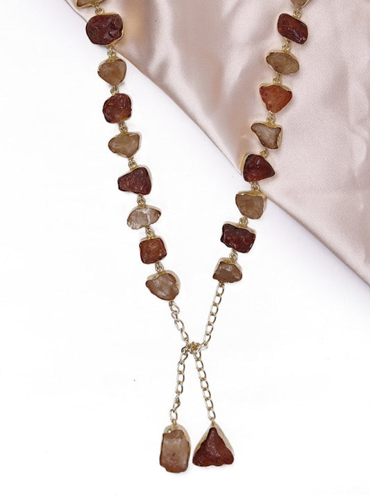 Natural stone stole necklace in earthy colours