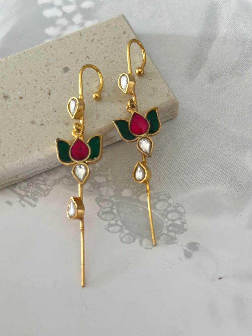 Twig earrings with lotus