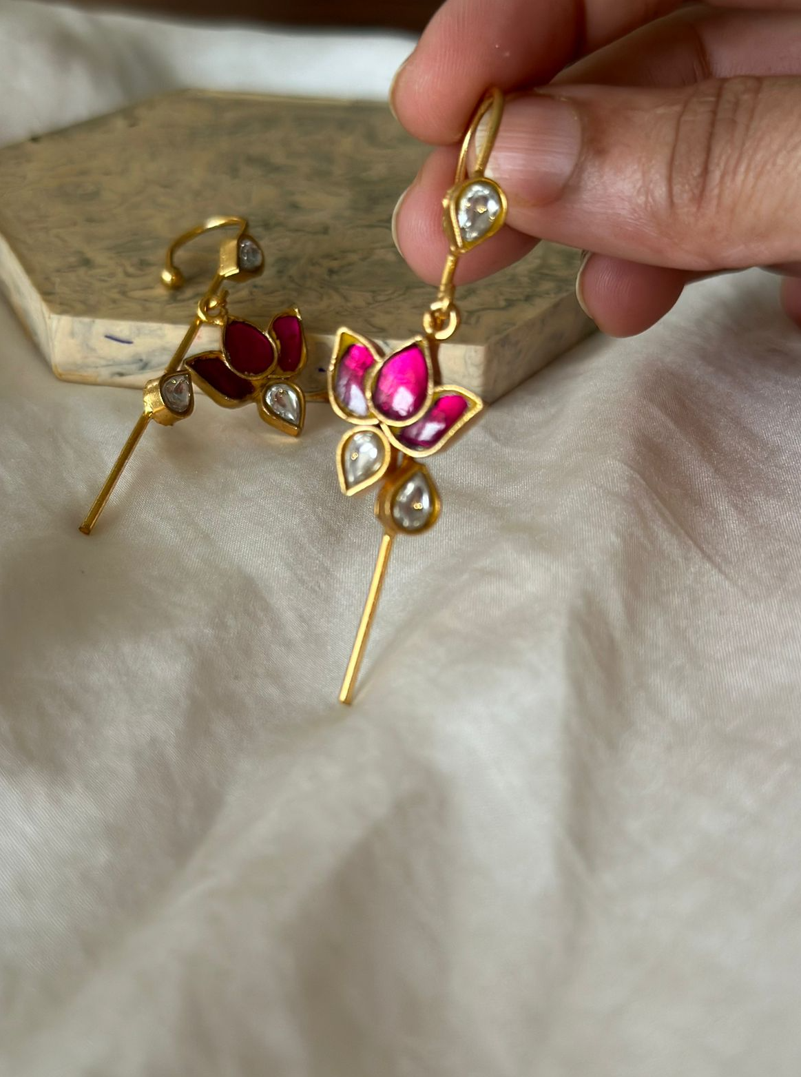 Twig earrings with lotus