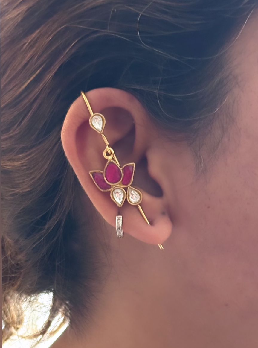 Twig earrings with lotus