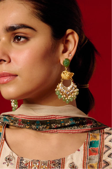 Polki with green stones earrings.