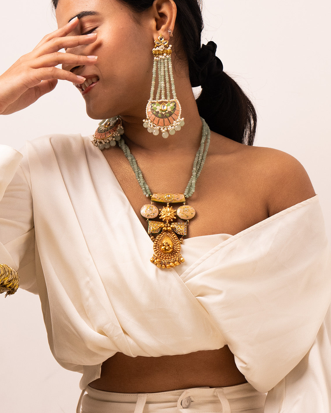 Pastel meenakari neckalce