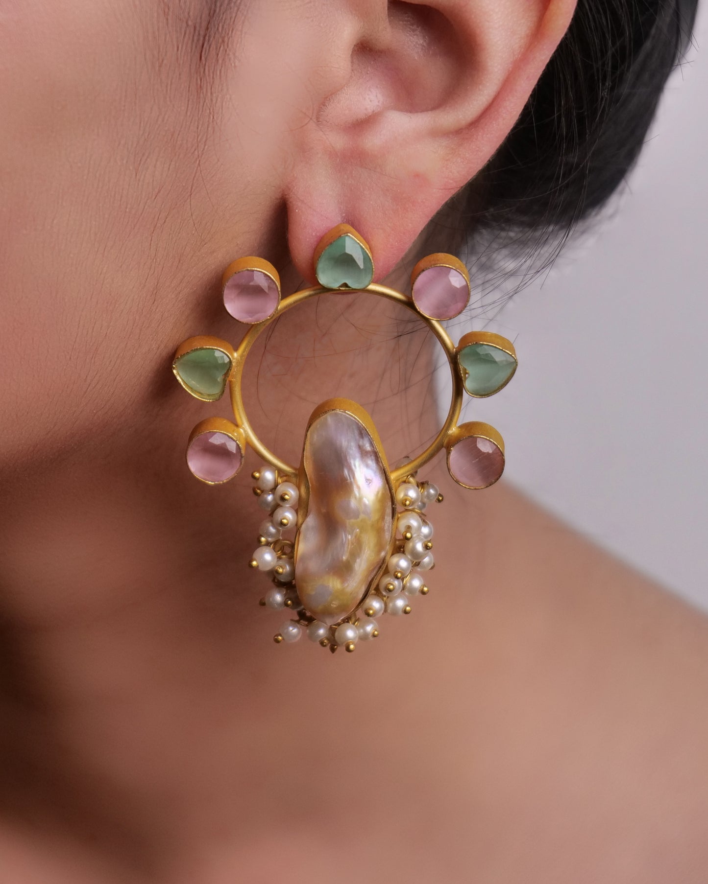 Mother of pearl hoop earrings