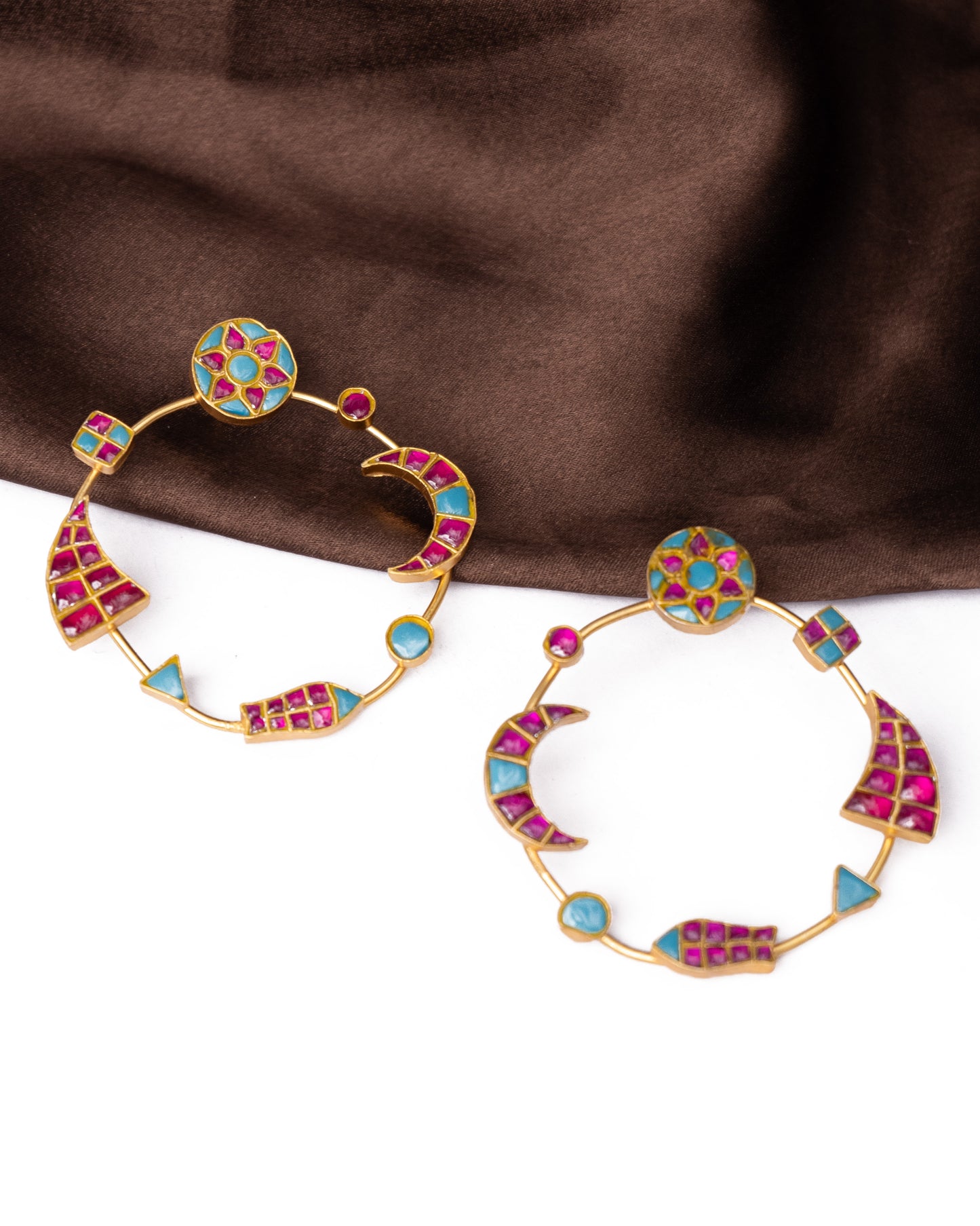 Gold kundan hoops