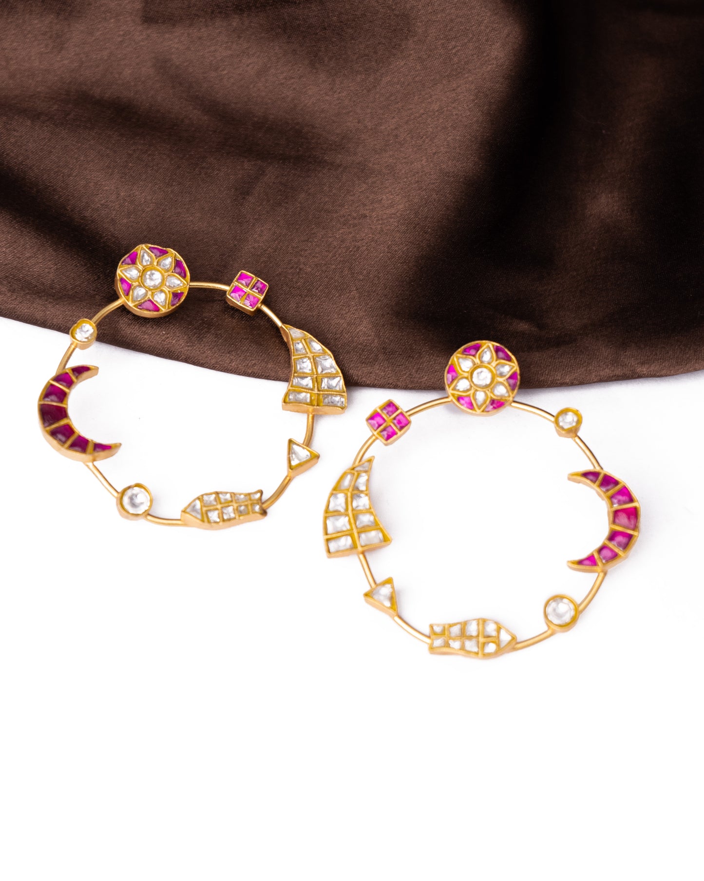 Gold kundan hoops