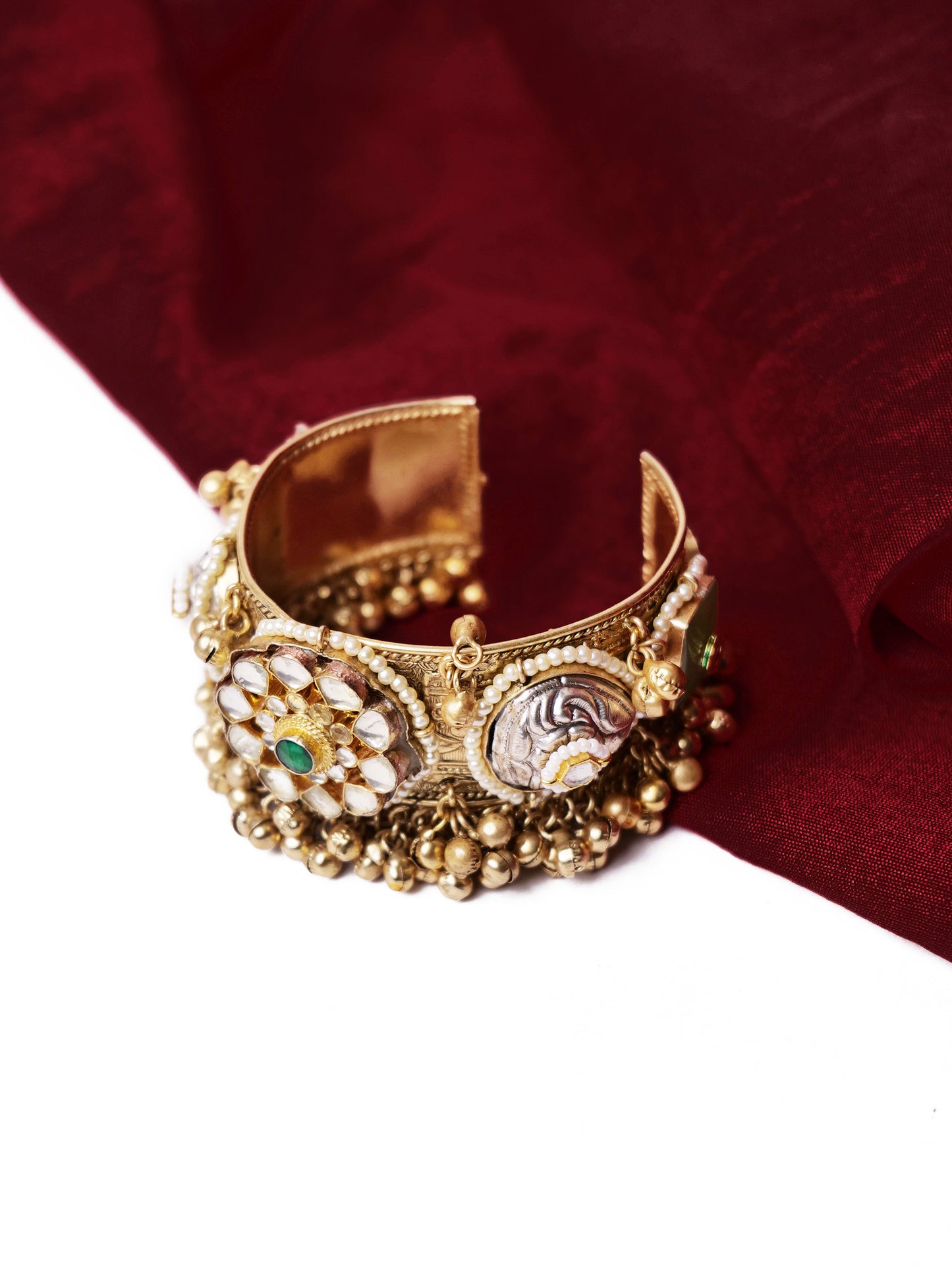 Statement cuff with kundan and polki