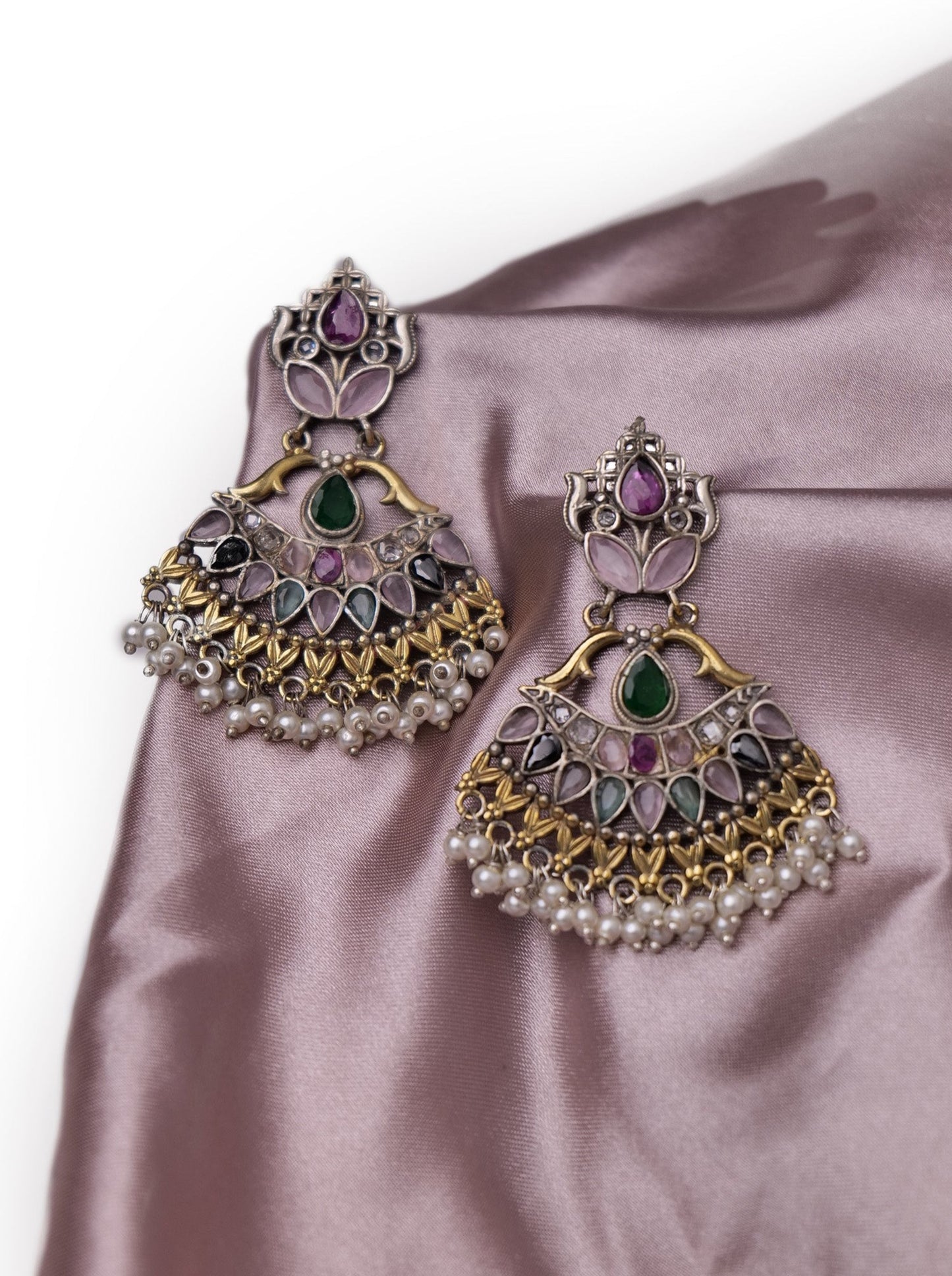 Multicoloured stone earrings