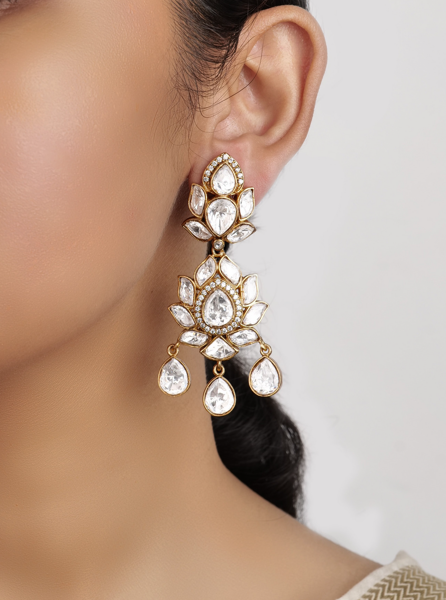 Mossanite flower earrings